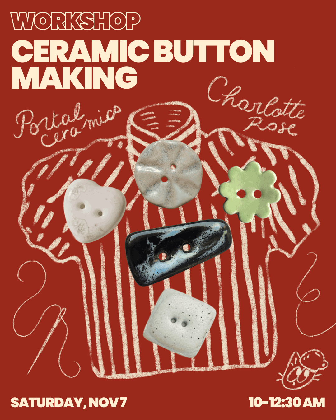 Ceramic Button Making Workshop | Charlotte Rose x Portal Ceramics